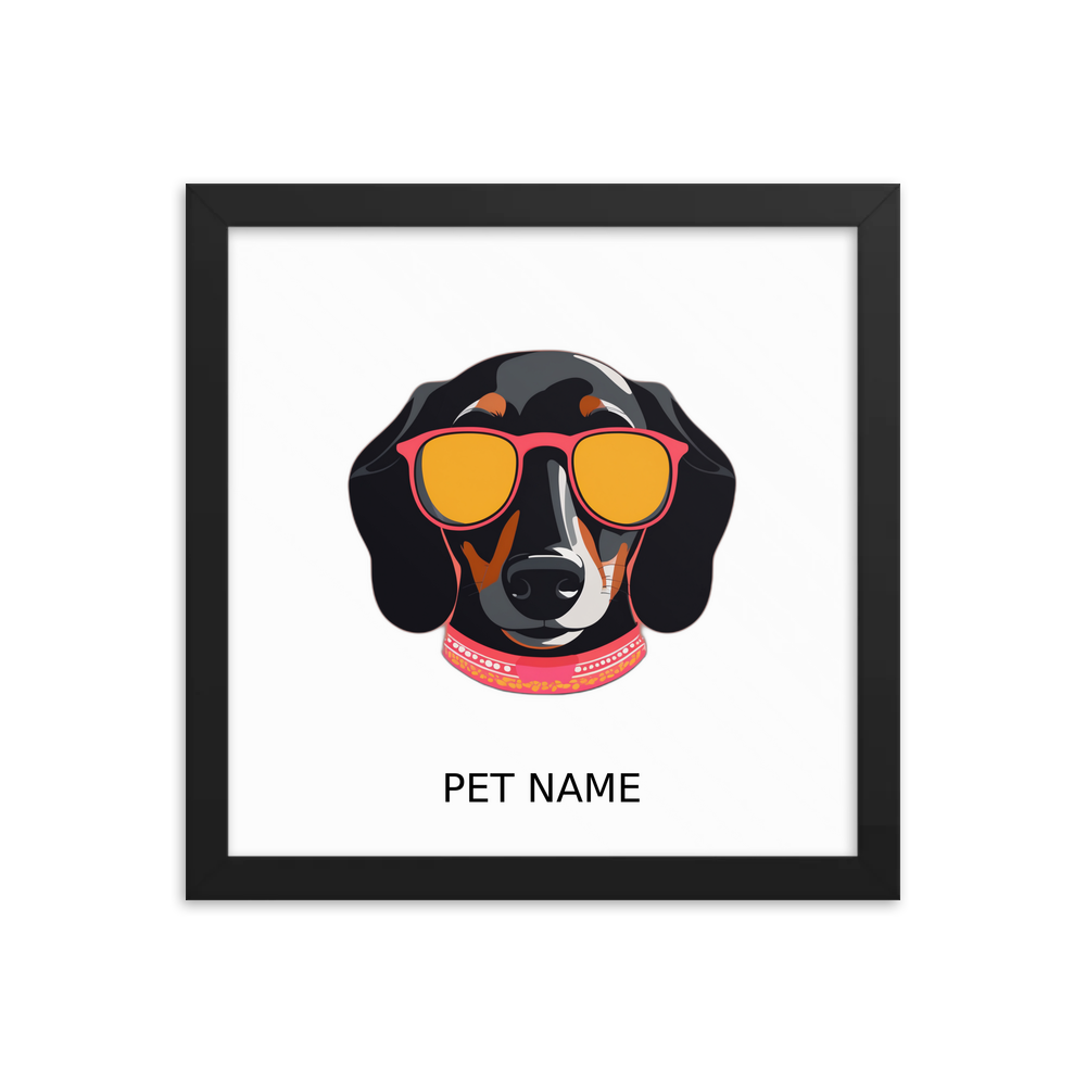 PugMug Custom Black Dachshund Framed Print with Your Pet’s Name