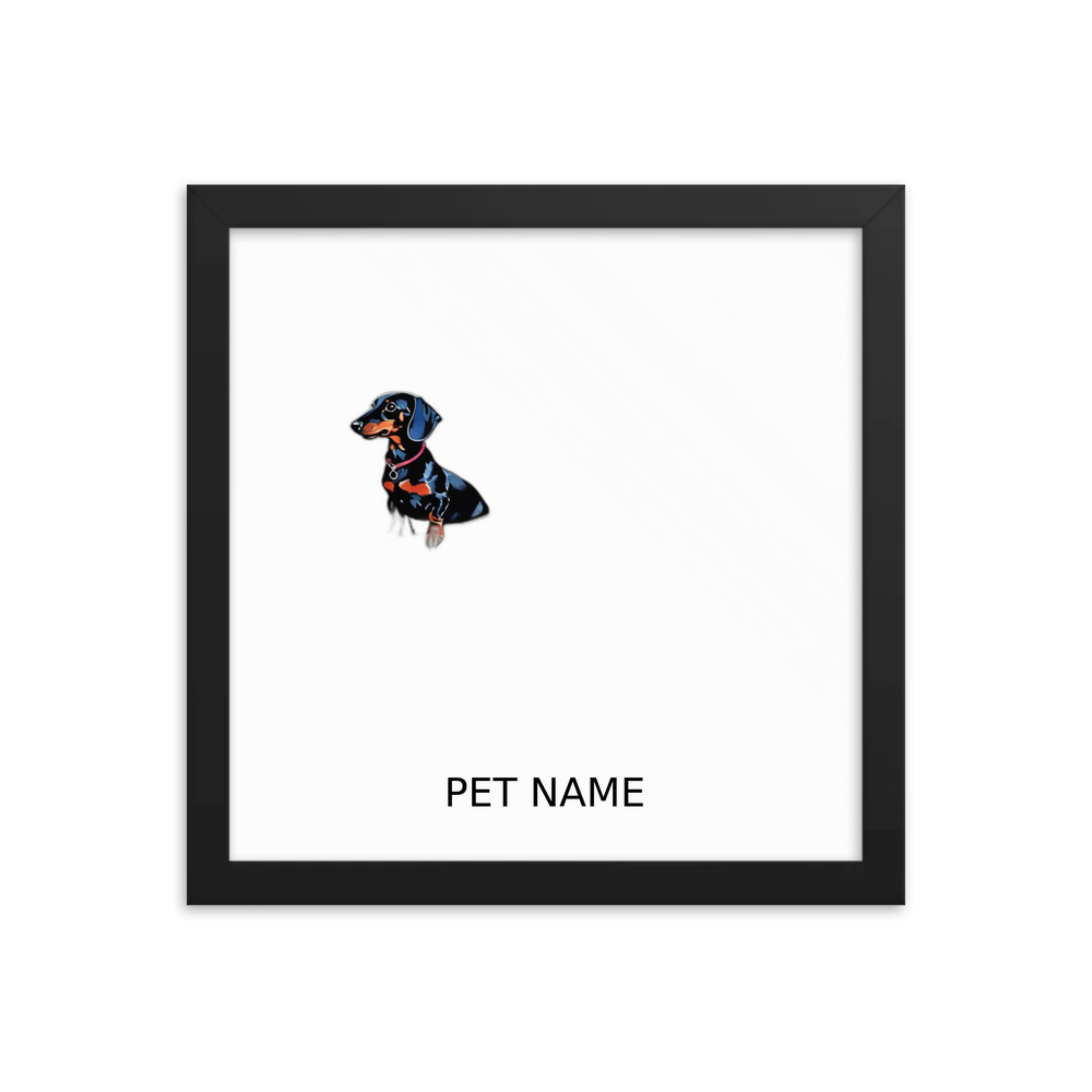 PugMug Custom Black Dachshund Framed Print with Your Pet’s Name