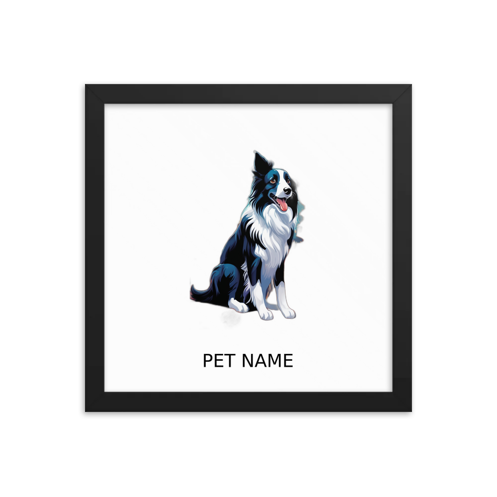 PugMug Custom Border Collie Framed Print with Your Pet’s Name
