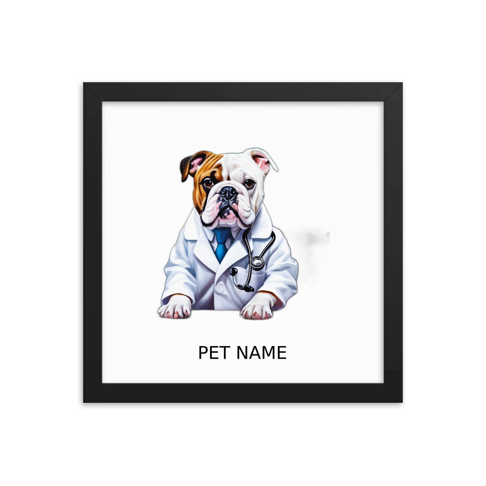 PugMug Custom Bulldog Framed Print with Your Pet’s Name