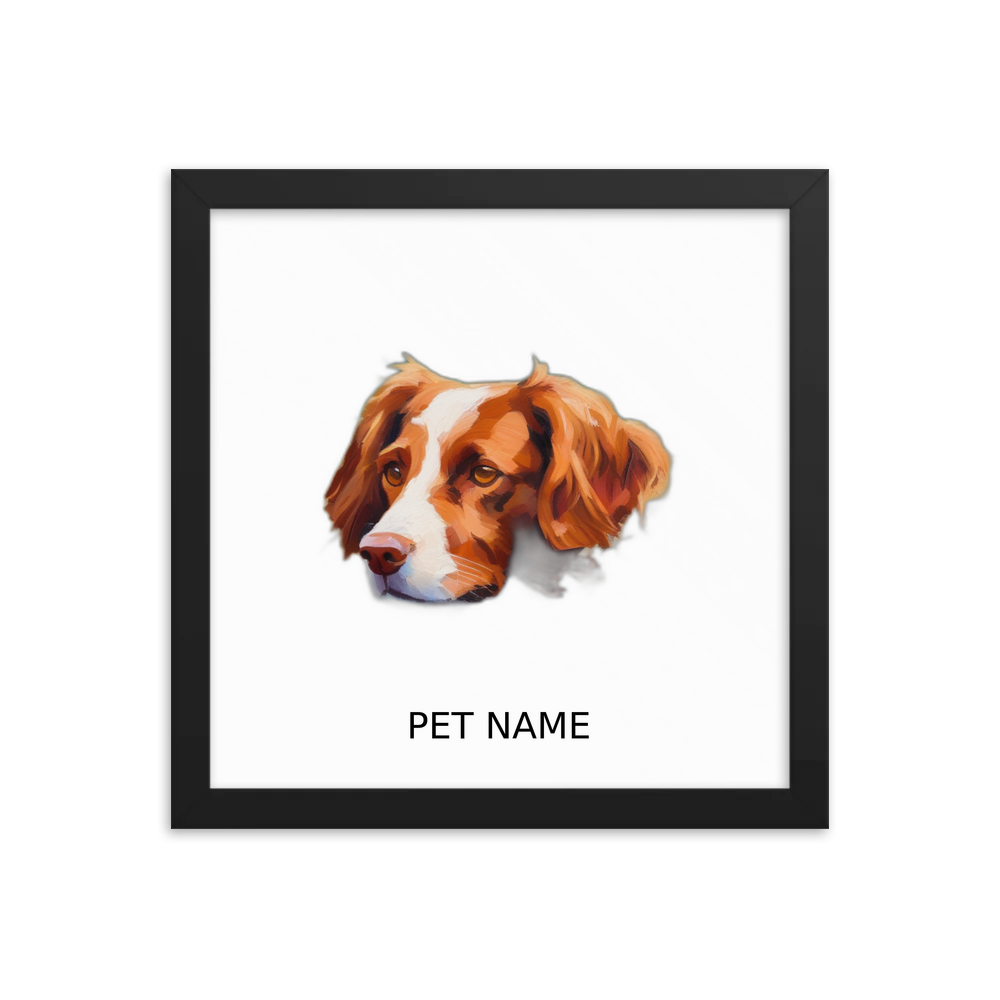 PugMug Custom Brittany Dog Framed Print with Your Pet’s Name