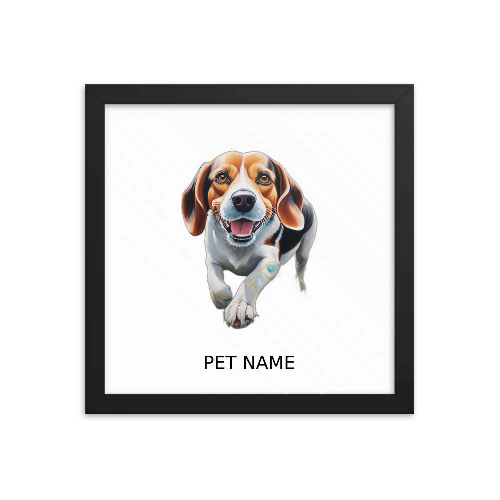 PugMug Custom Beagle Framed Print with Your Pet’s Name