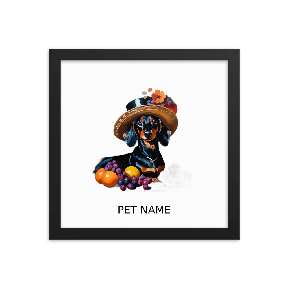 PugMug Custom Black Dachshund Framed Print with Your Pet’s Name