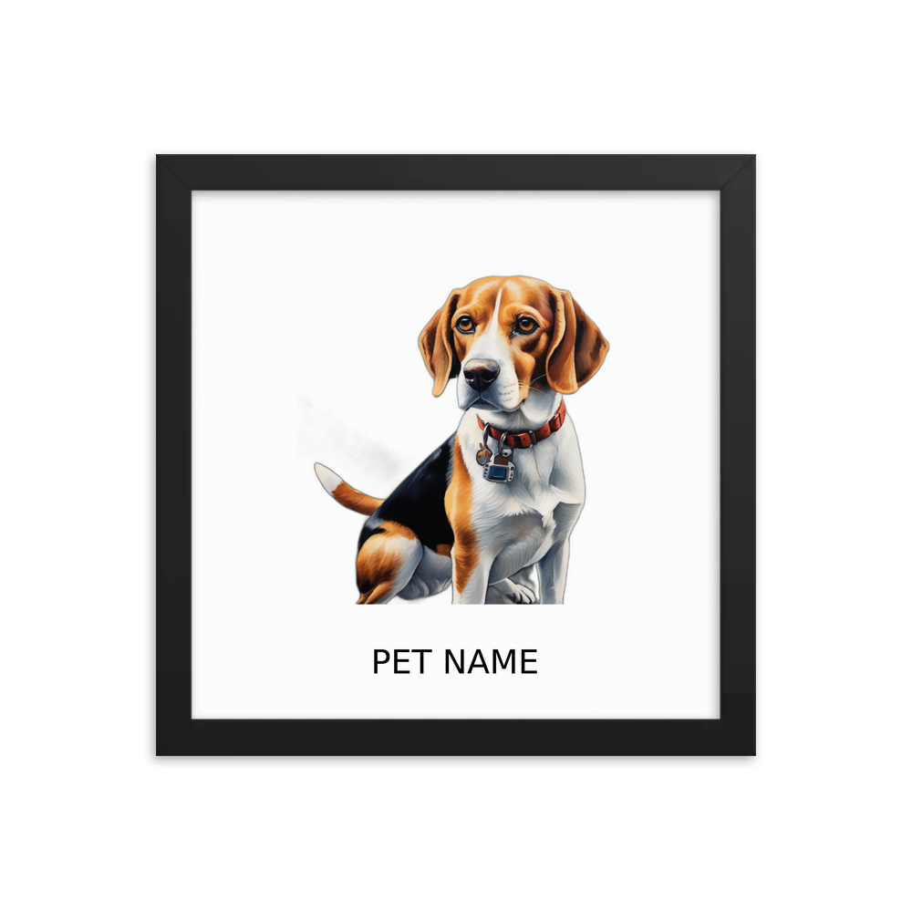 PugMug Custom Beagle Framed Print with Your Pet’s Name