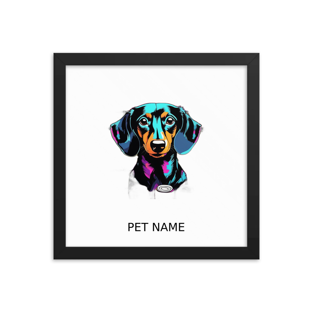 PugMug Custom Black Dachshund Framed Print with Your Pet’s Name