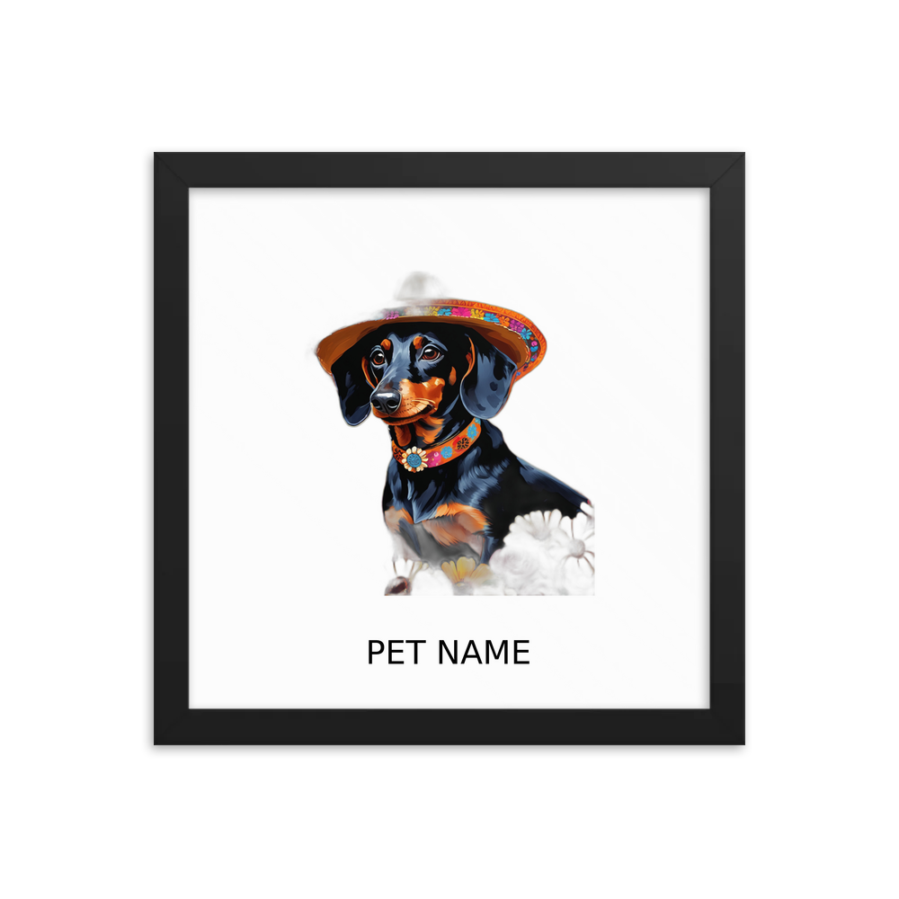 PugMug Custom Black Dachshund Framed Print with Your Pet’s Name