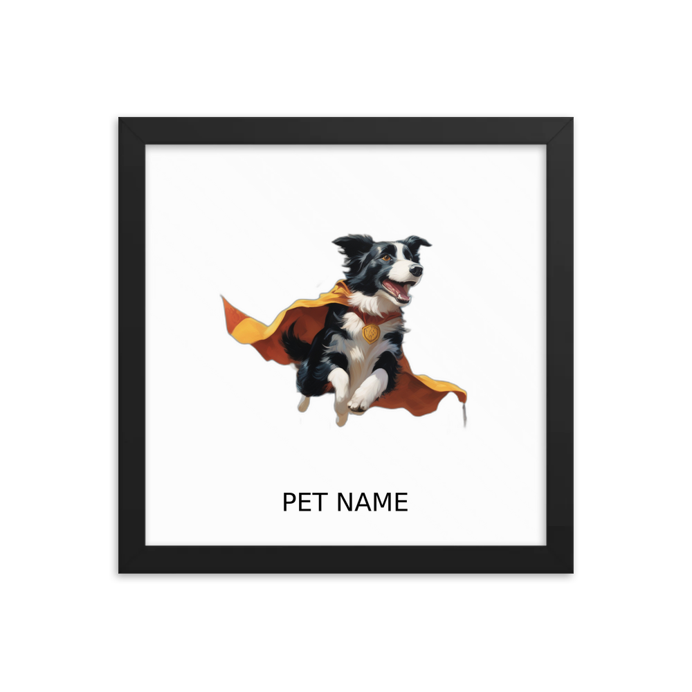 PugMug Custom Border Collie Framed Print with Your Pet’s Name