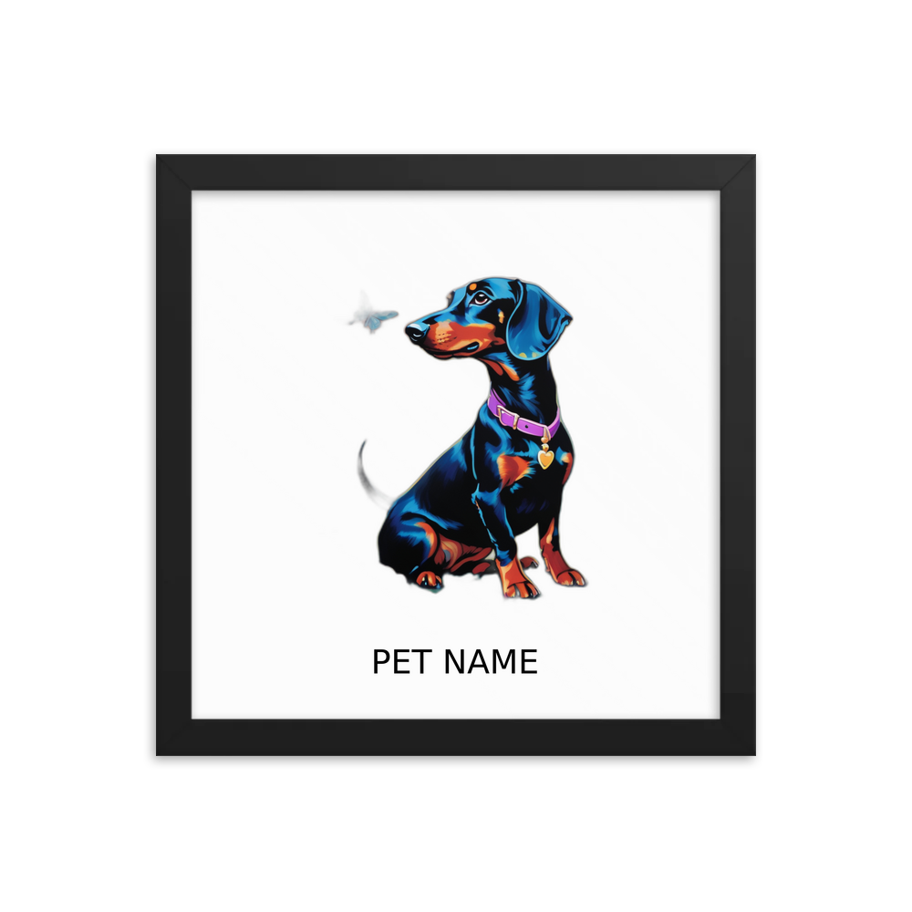 PugMug Custom Black Dachshund Framed Print with Your Pet’s Name