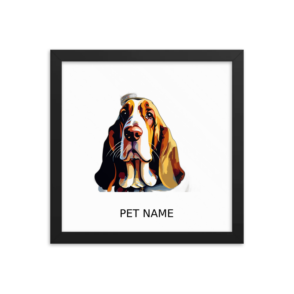 PugMug Custom Basset Hound Framed Print with Your Pet’s Name