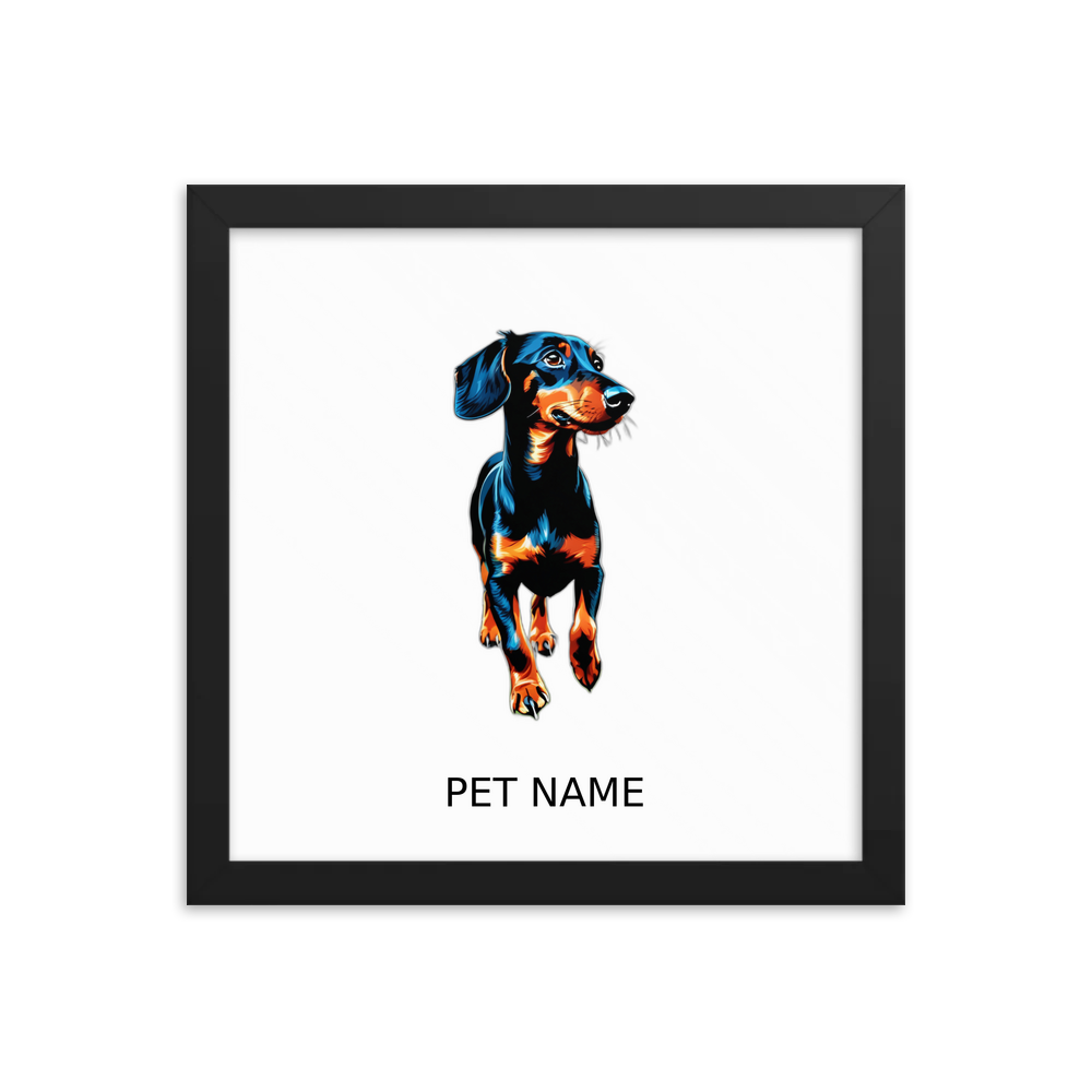 PugMug Custom Black Dachshund Framed Print with Your Pet’s Name