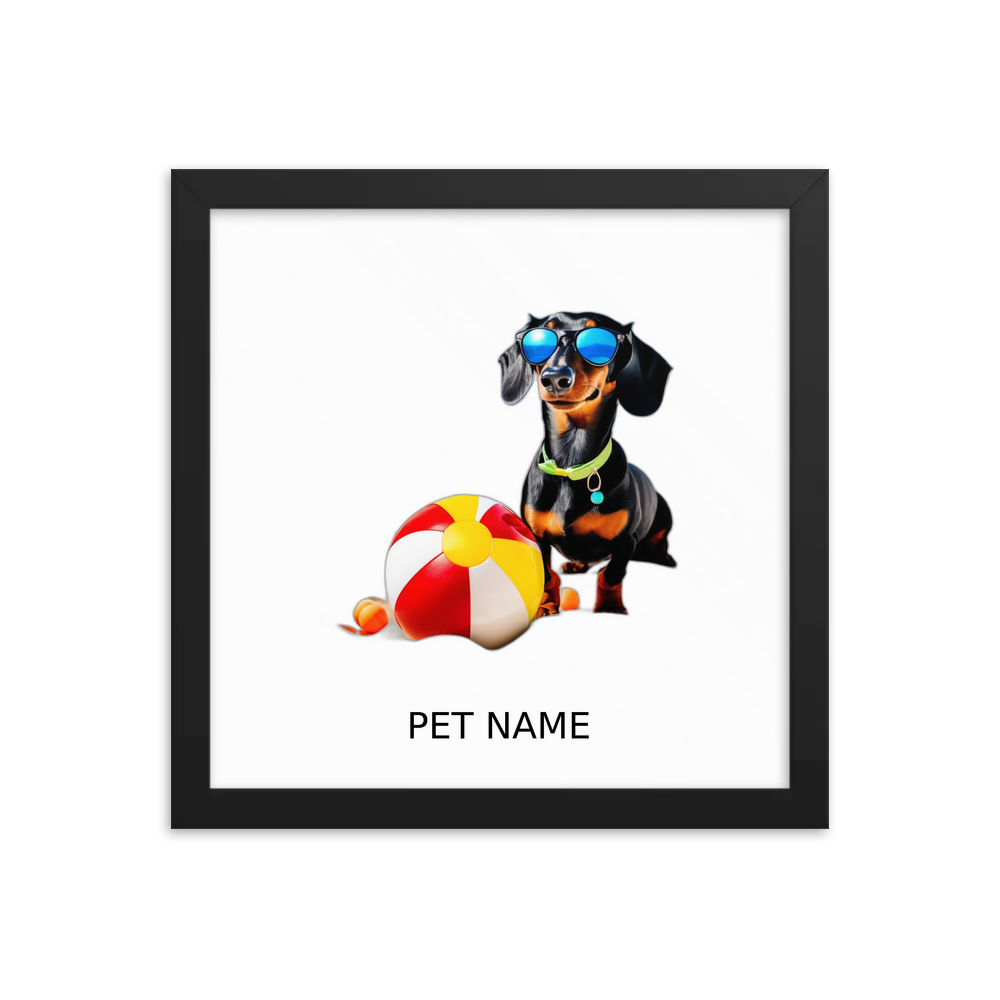 PugMug Custom Black Dachshund Framed Print with Your Pet’s Name
