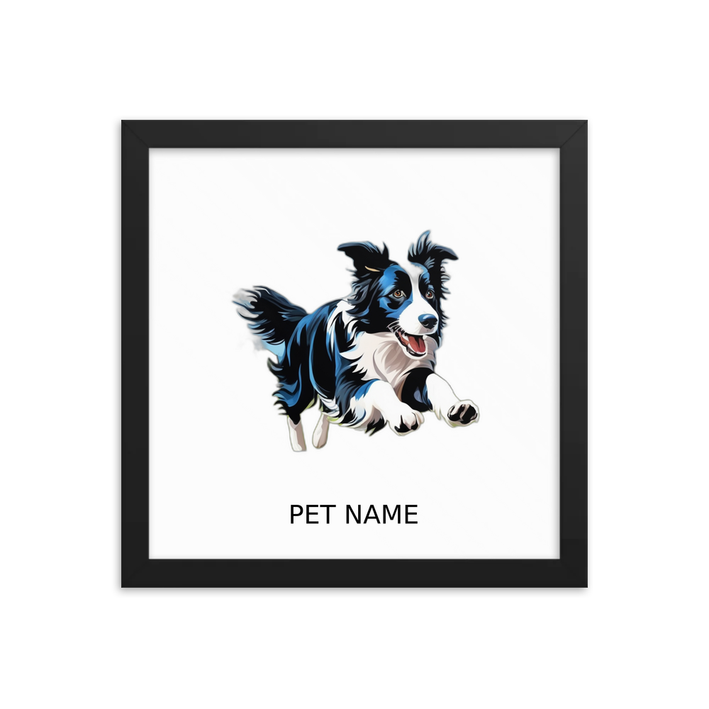 PugMug Custom Border Collie Framed Print with Your Pet’s Name