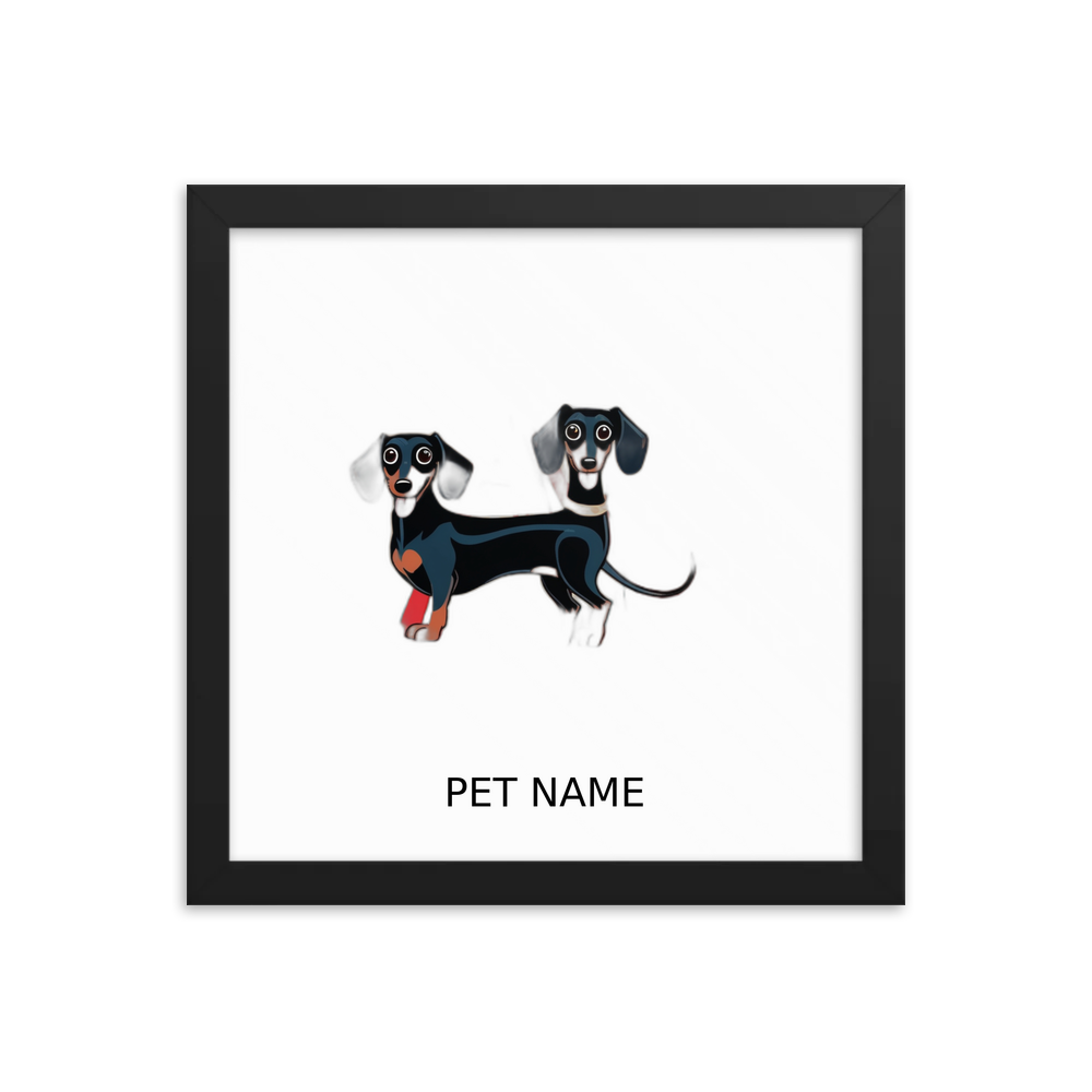 PugMug Custom Black Dachshund Framed Print with Your Pet’s Name