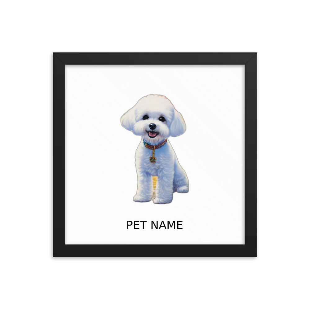 PugMug Custom Bichons Frise Framed Print with Your Pet’s Name