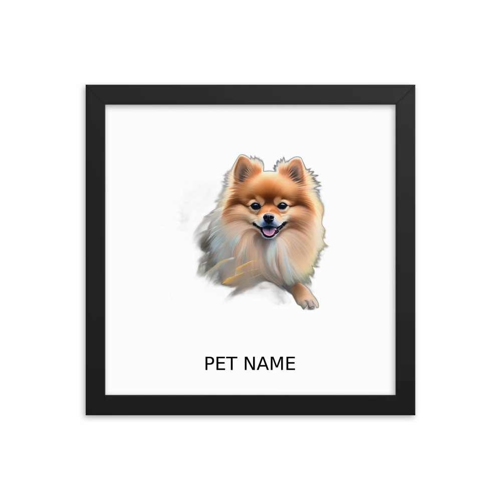 PugMug Custom Tan Pomeranian Framed Print with Your Pet’s Name