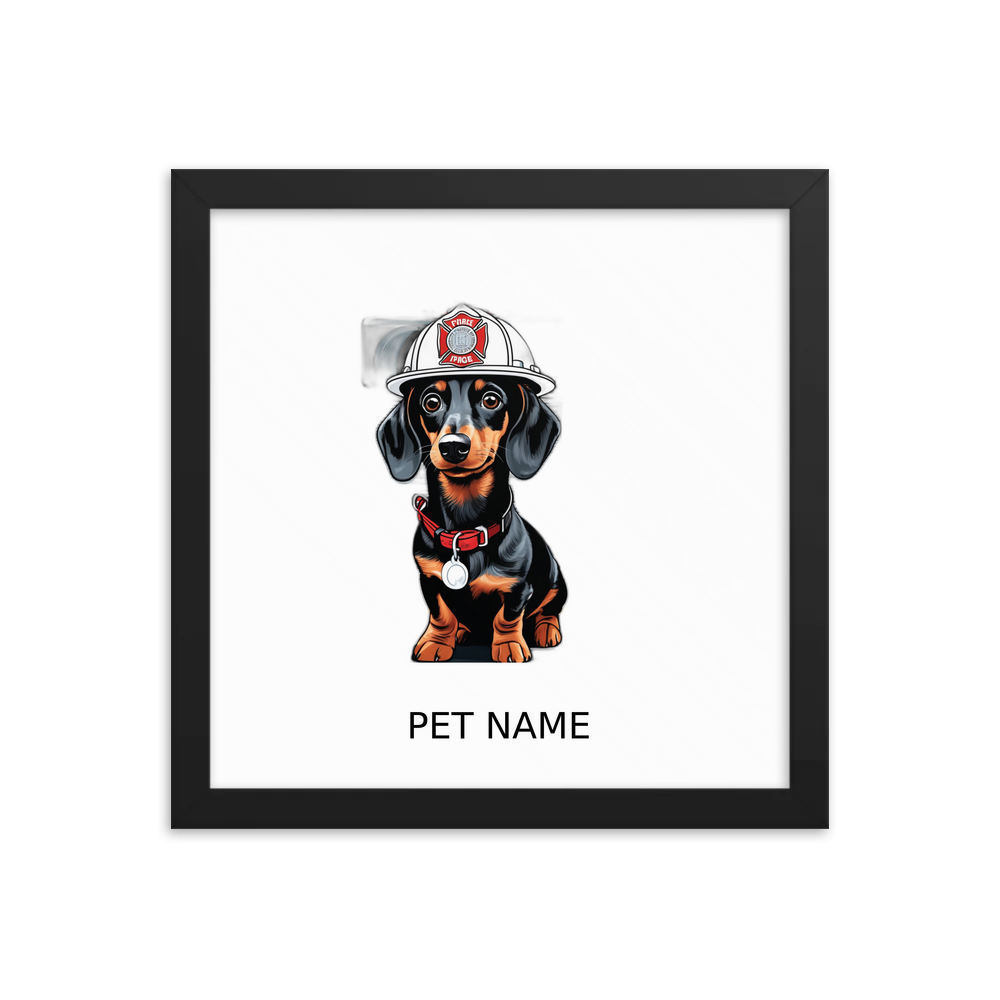 PugMug Custom Black Dachshund Framed Print with Your Pet’s Name