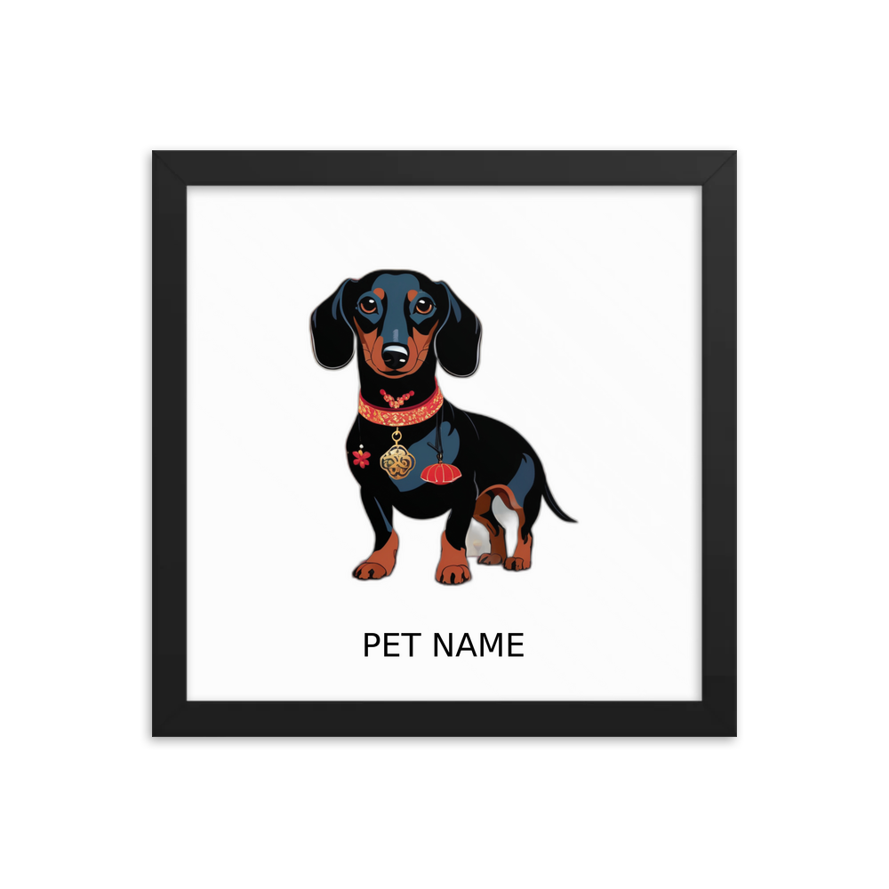 PugMug Custom Black Dachshund Framed Print with Your Pet’s Name