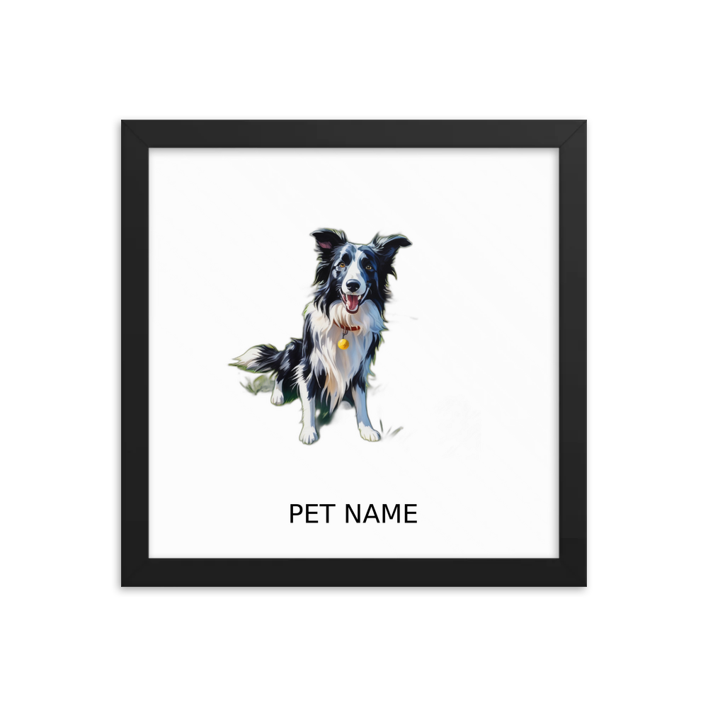 PugMug Custom Border Collie Framed Print with Your Pet’s Name