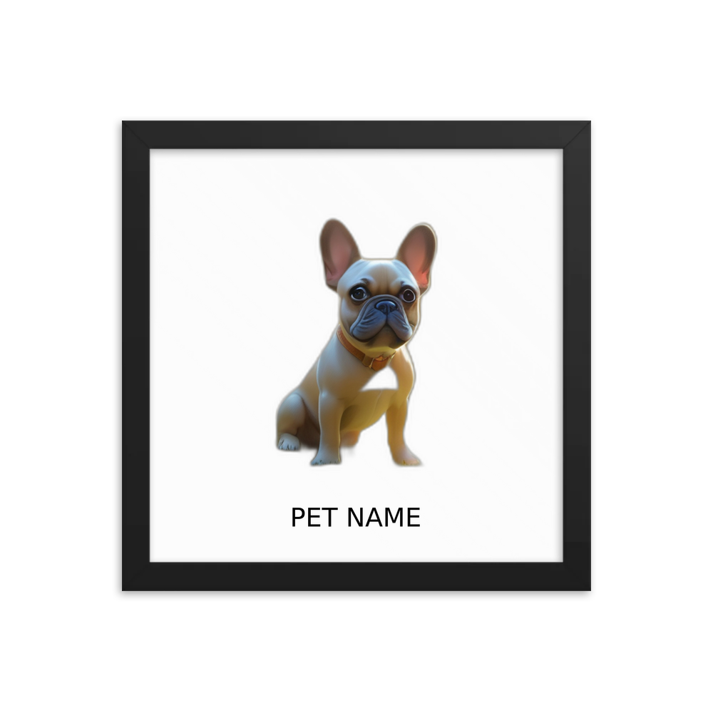 PugMug Custom Tan French Bulldog Framed Print with Your Pet’s Name