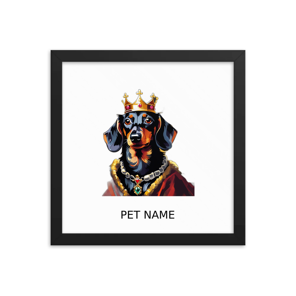 PugMug Custom Black Dachshund Framed Print with Your Pet’s Name