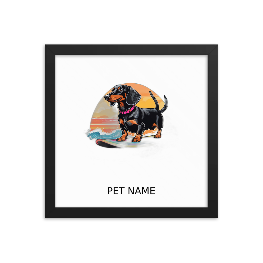 PugMug Custom Black Dachshund Framed Print with Your Pet’s Name