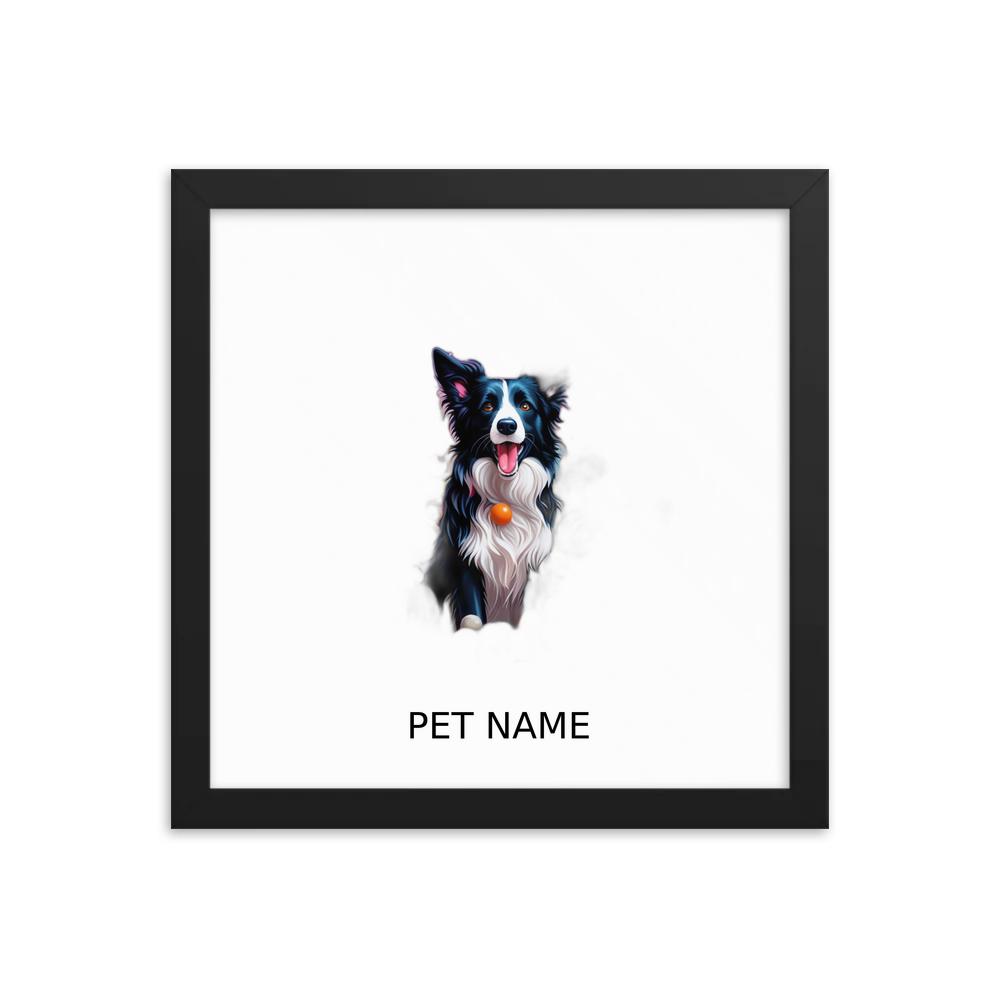PugMug Custom Border Collie Framed Print with Your Pet’s Name