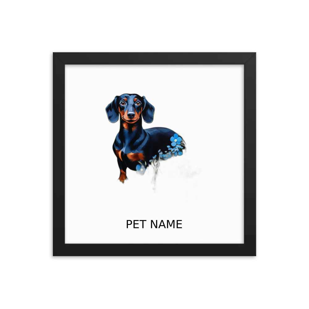 PugMug Custom Black Dachshund Framed Print with Your Pet’s Name