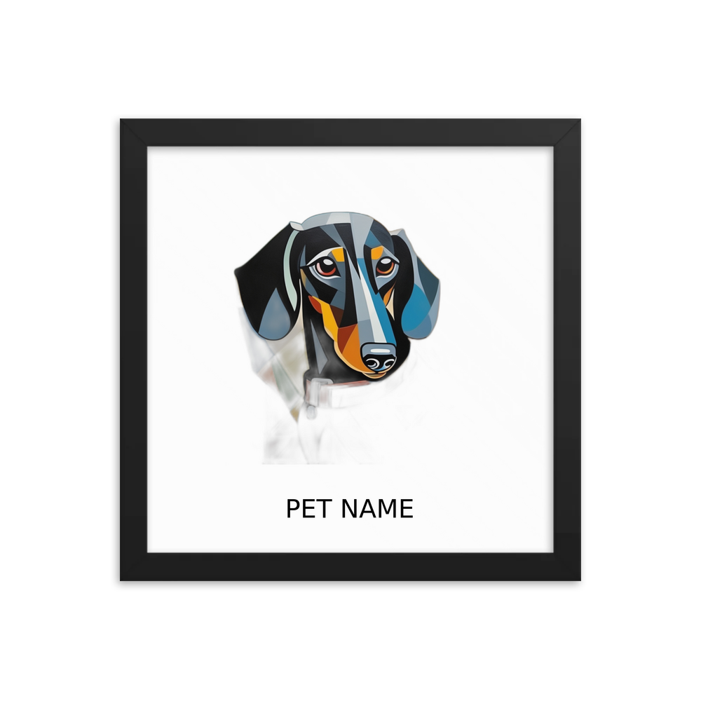 PugMug Custom Black Dachshund Framed Print with Your Pet’s Name
