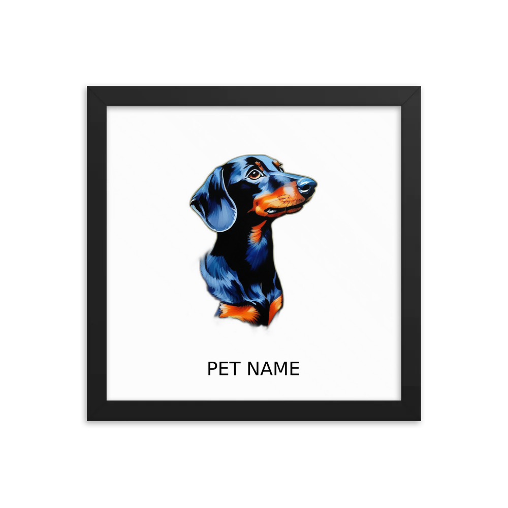 PugMug Custom Black Dachshund Framed Print with Your Pet’s Name