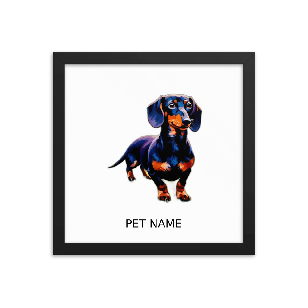 PugMug Custom Black Dachshund Framed Print with Your Pet’s Name