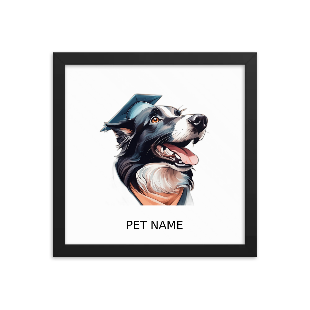PugMug Custom Border Collie Framed Print with Your Pet’s Name