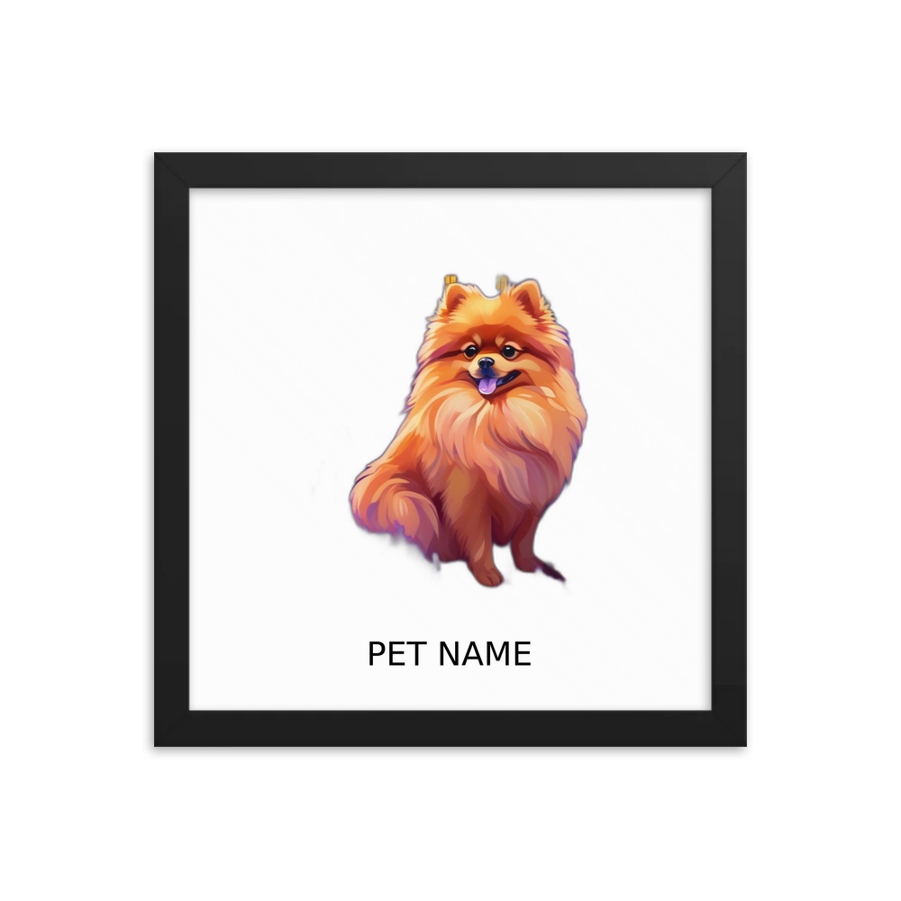 PugMug Custom Tan Pomeranian Framed Print with Your Pet’s Name
