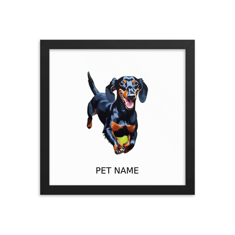 PugMug Custom Black Dachshund Framed Print with Your Pet’s Name