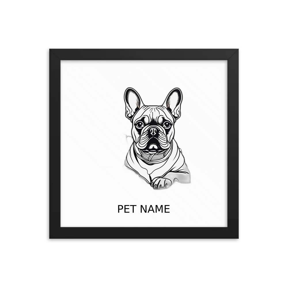 PugMug Custom Tan French Bulldog Framed Print with Your Pet’s Name