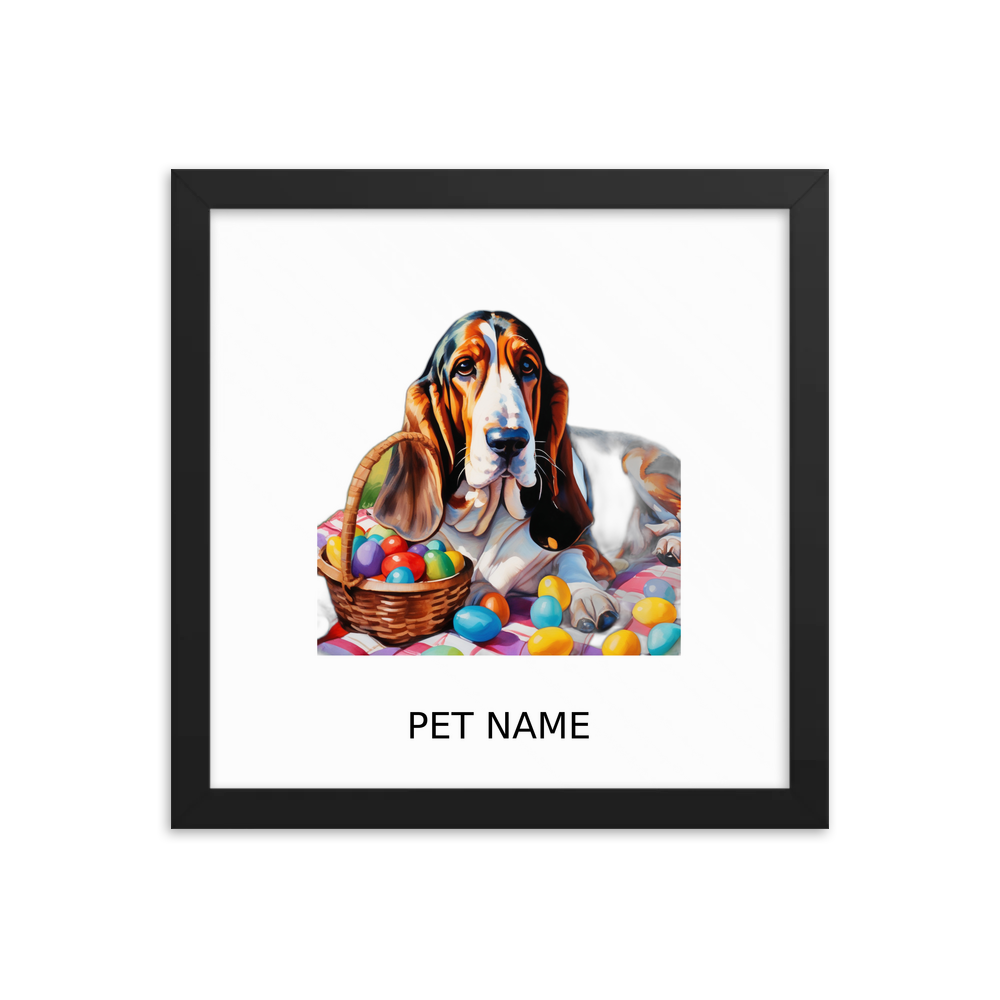 PugMug Custom Basset Hound Framed Print with Your Pet’s Name