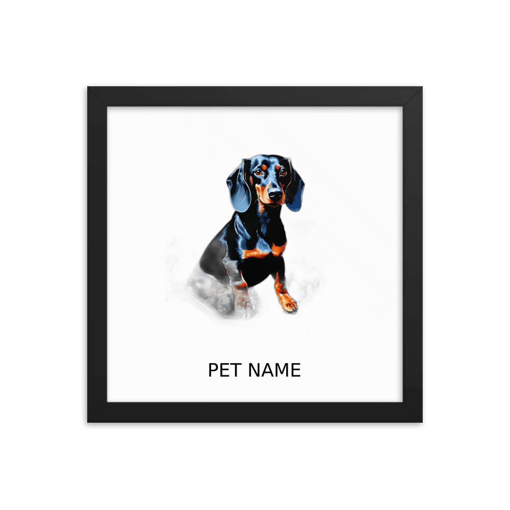 PugMug Custom Black Dachshund Framed Print with Your Pet’s Name