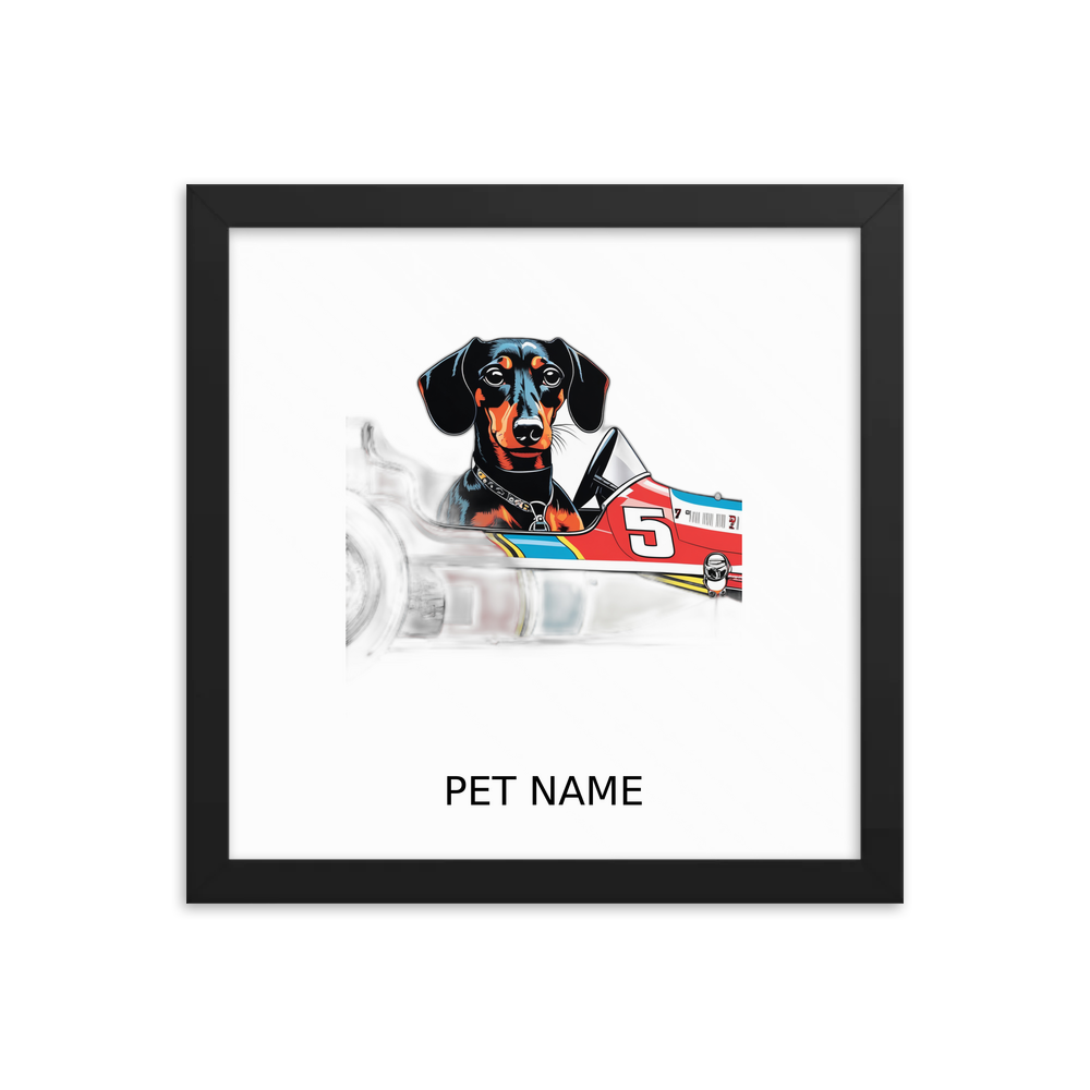 PugMug Custom Black Dachshund Framed Print with Your Pet’s Name