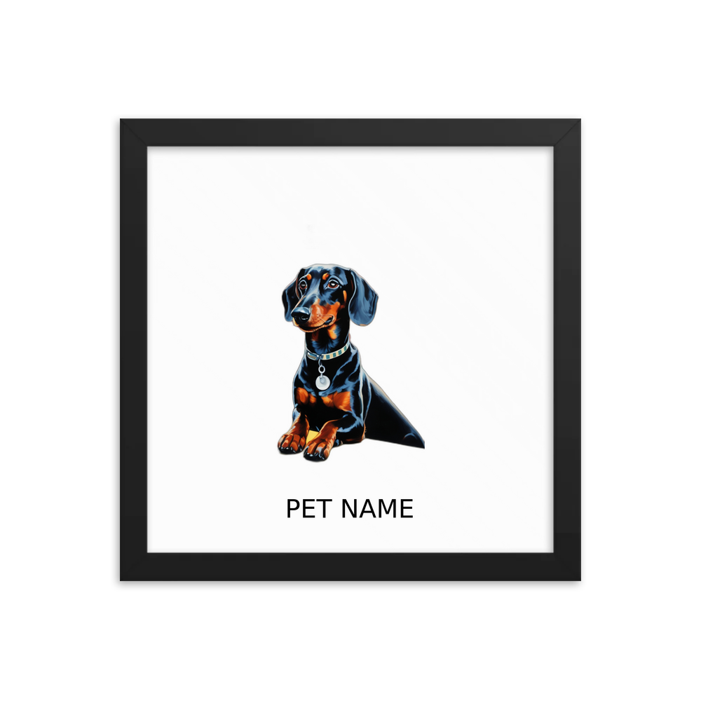 PugMug Custom Black Dachshund Framed Print with Your Pet’s Name