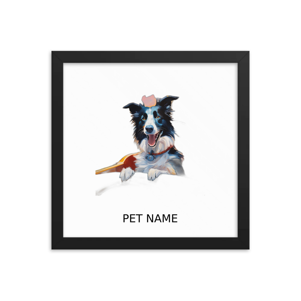 PugMug Custom Border Collie Framed Print with Your Pet’s Name