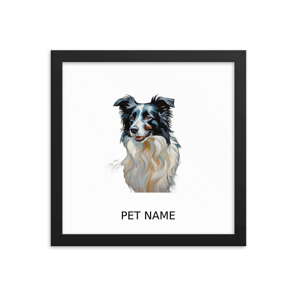 PugMug Custom Border Collie Framed Print with Your Pet’s Name