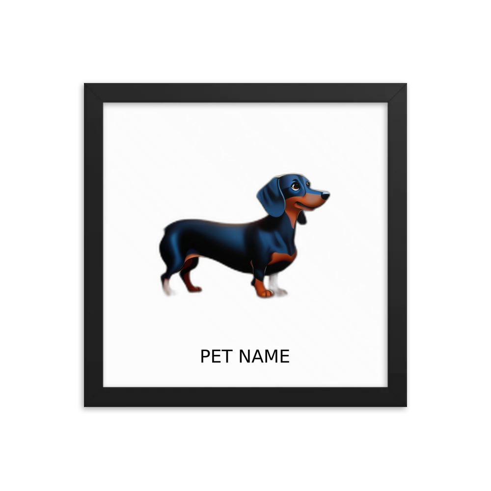 PugMug Custom Black Dachshund Framed Print with Your Pet’s Name