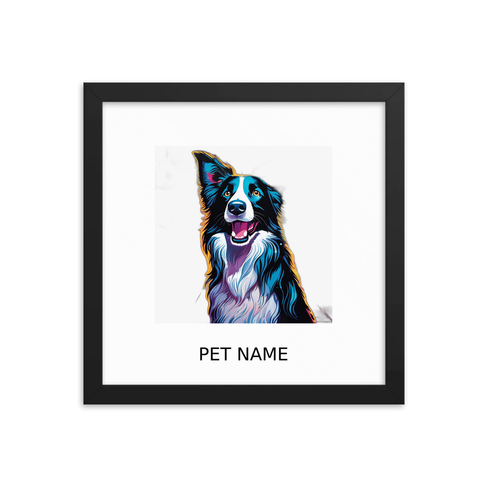 PugMug Custom Border Collie Framed Print with Your Pet’s Name
