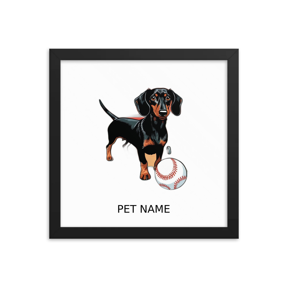PugMug Custom Black Dachshund Framed Print with Your Pet’s Name