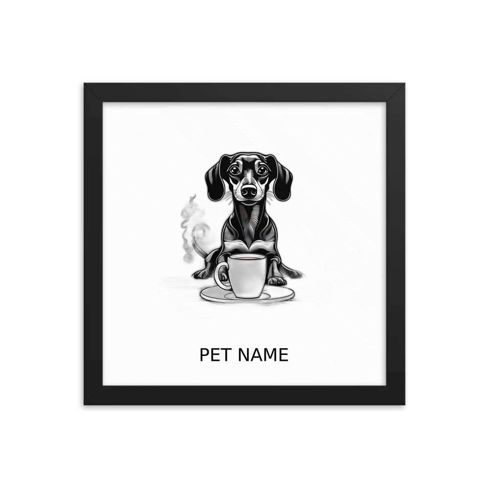 PugMug Custom Black Dachshund Framed Print with Your Pet’s Name