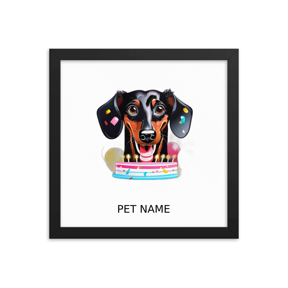 PugMug Custom Black Dachshund Framed Print with Your Pet’s Name