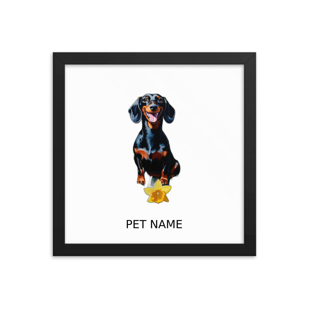 PugMug Custom Black Dachshund Framed Print with Your Pet’s Name