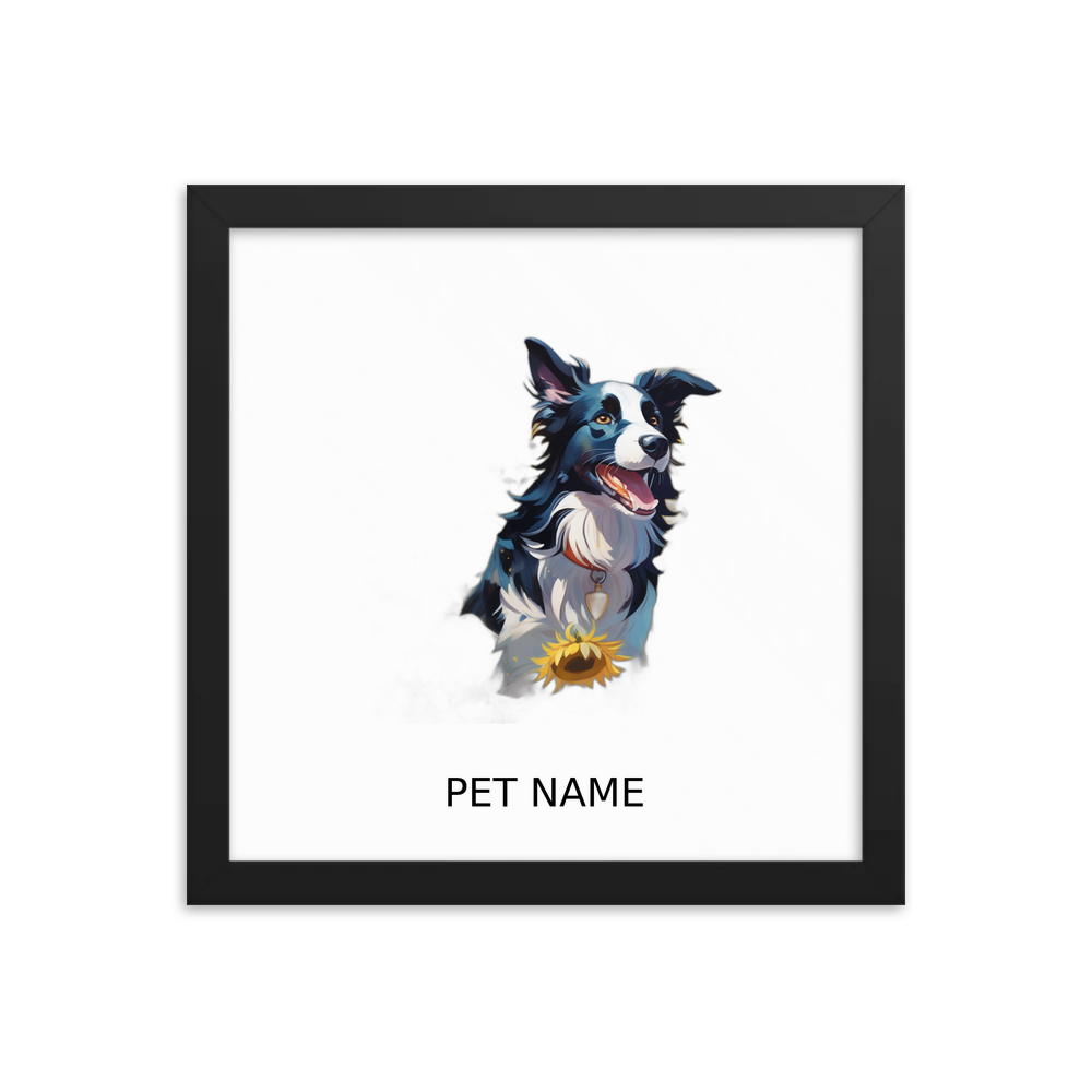 PugMug Custom Border Collie Framed Print with Your Pet’s Name