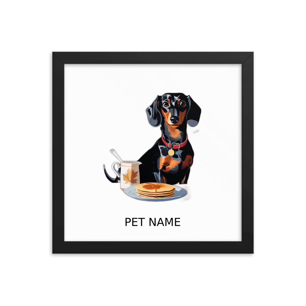 PugMug Custom Black Dachshund Framed Print with Your Pet’s Name