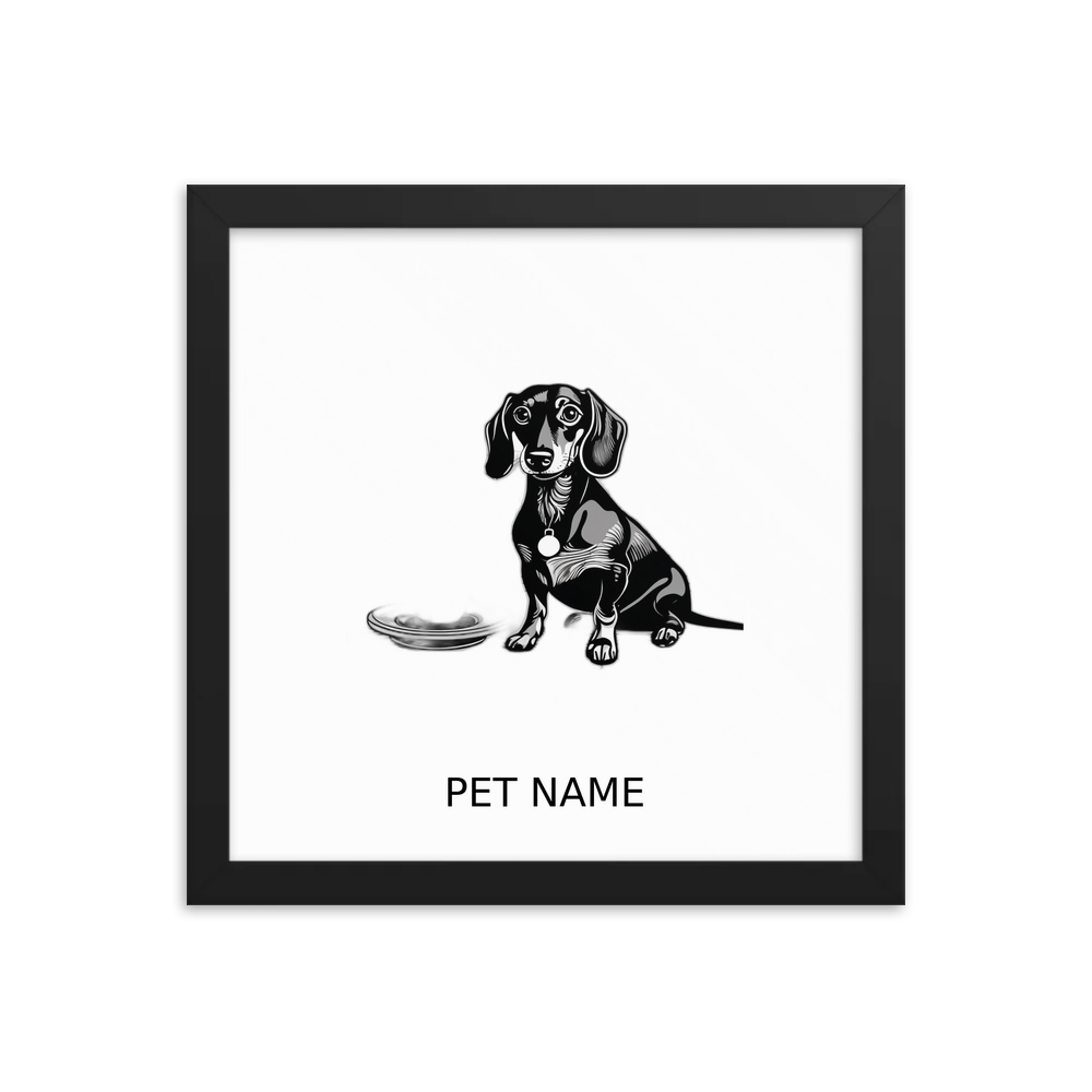 PugMug Custom Black Dachshund Framed Print with Your Pet’s Name