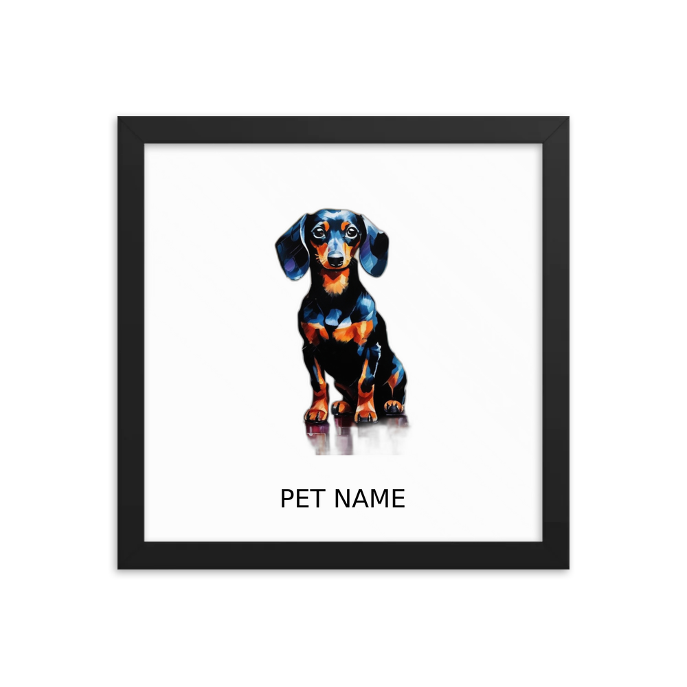 PugMug Custom Black Dachshund Framed Print with Your Pet’s Name